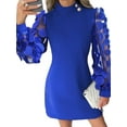 thumbnail image 3 of Gvmfive Women's Elegant Sheer Long Sleeve Cocktail Party Ball Gown Mini Dress, 3 of 4