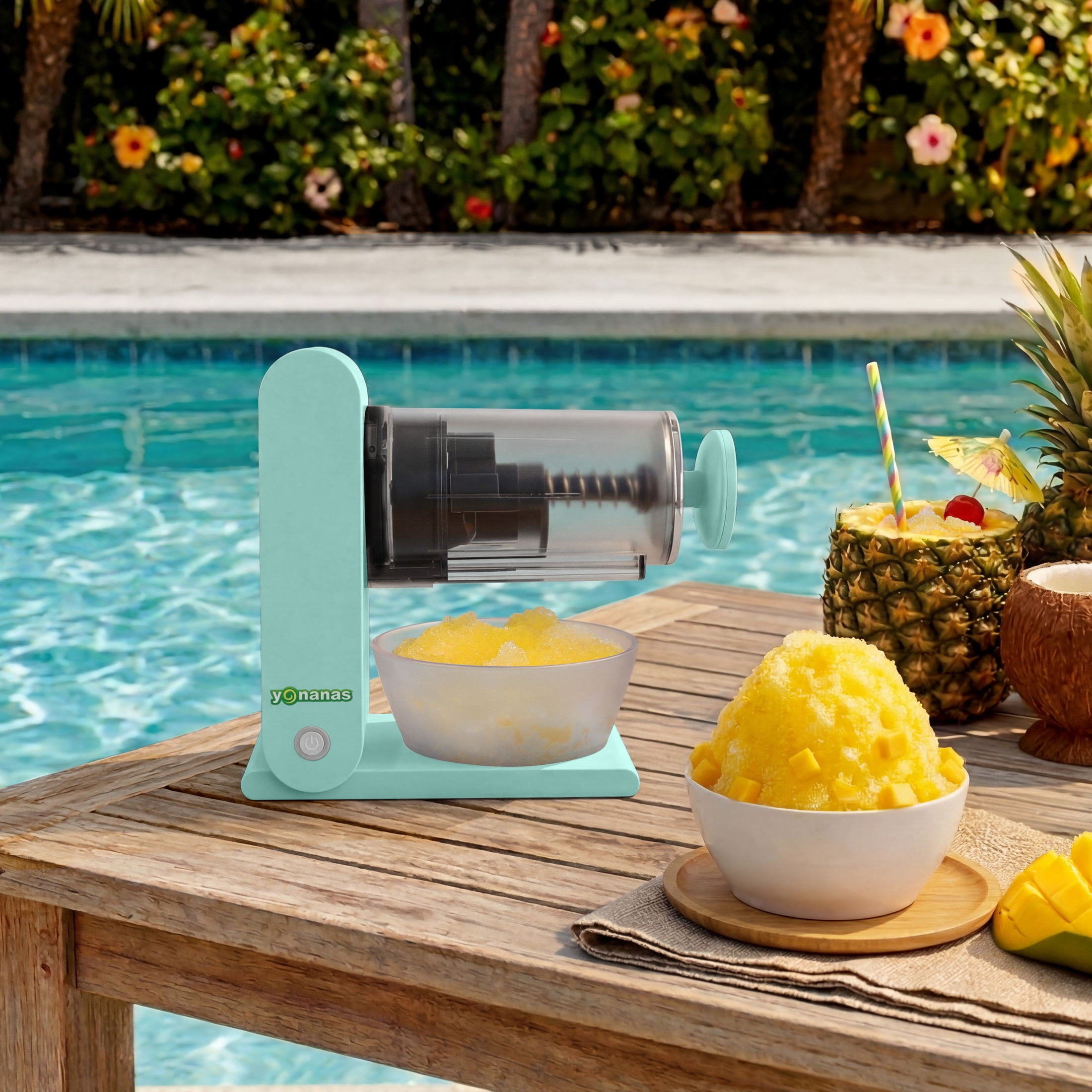 Yonanas Portable Shaved Ice Maker Cordless and Rechargeable Hands-Free Operation for Fluffy Snow Cones, Slushies and Frozen Drinks, USB-c Charging