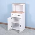 thumbnail image 3 of Wood Storage Cabinet, Microwave Cabinet with Storage Drawer, Adjustable Shelf, 2 Doors and Semi Circular Metal Handle, Freestanding Sideboard Console Table, 3 of 7