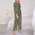 thumbnail image 3 of Yiaed Color Summer Print Pajamas Women's Long Sleeve Sleepwear Soft Button Down Loungewear Pjs Lounge Set Nightwear Womens Pajama Pants-Small, 3 of 7