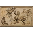 thumbnail image 2 of Caspar Franz Sambach 24x16 Black Ornate Framed Double Matted Museum Art Print Titled: Kinderbacchanal (1770-1780), 2 of 5