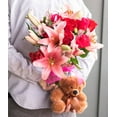 From You Flowers Rose and Lily Bouquet with Glass Vase (Fresh Flowers