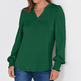 thumbnail image 3 of SOMER Womens Tops Fall Long Sleeve Shirts Business Casual V Neck Loose T-Shirts Dressy Work Tops with Smocked Cuffs, 3 of 6