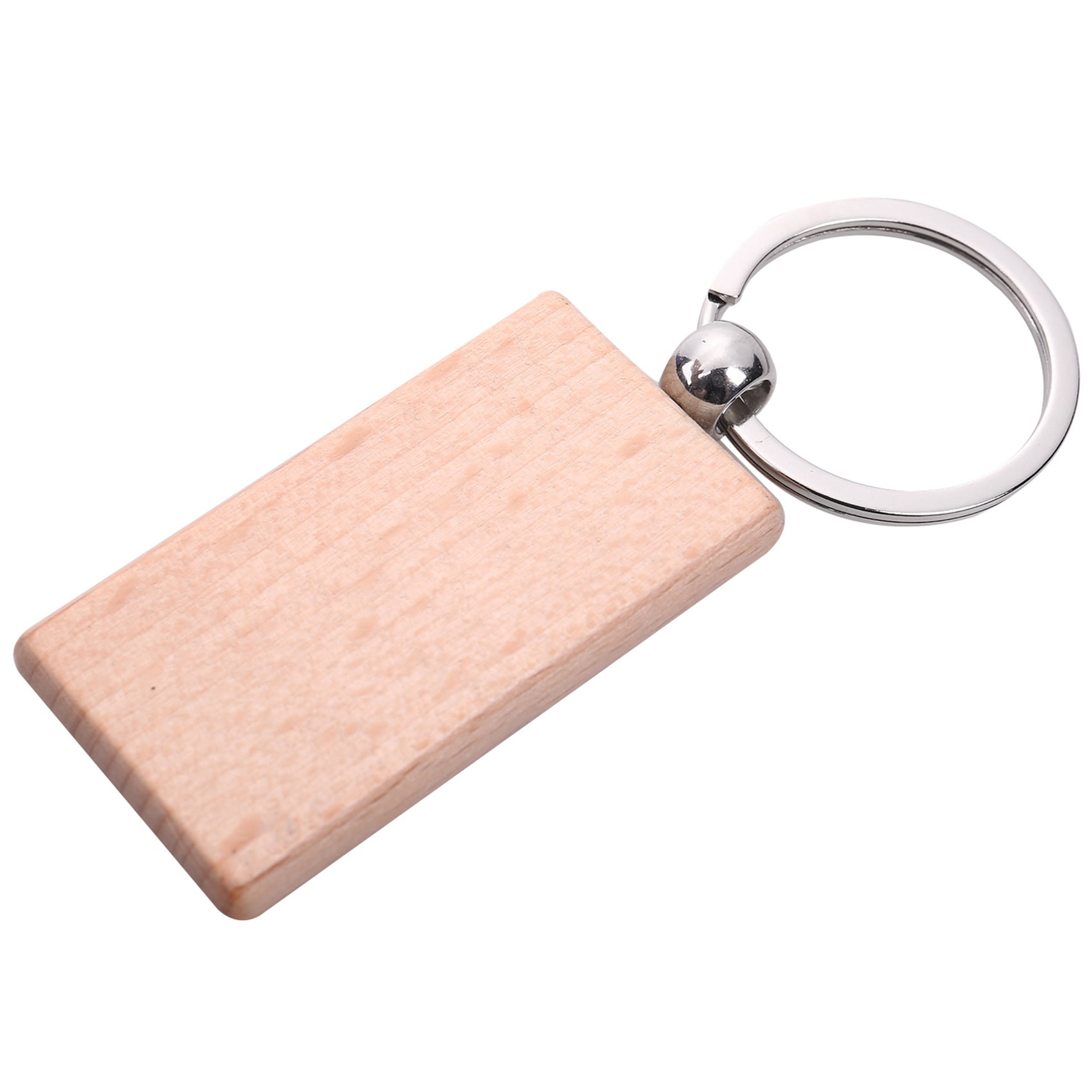180Pcs Blank Rectangle Wooden Key Chain DIY Wood Keychains Key Tags Can Engrave DIY Gifts