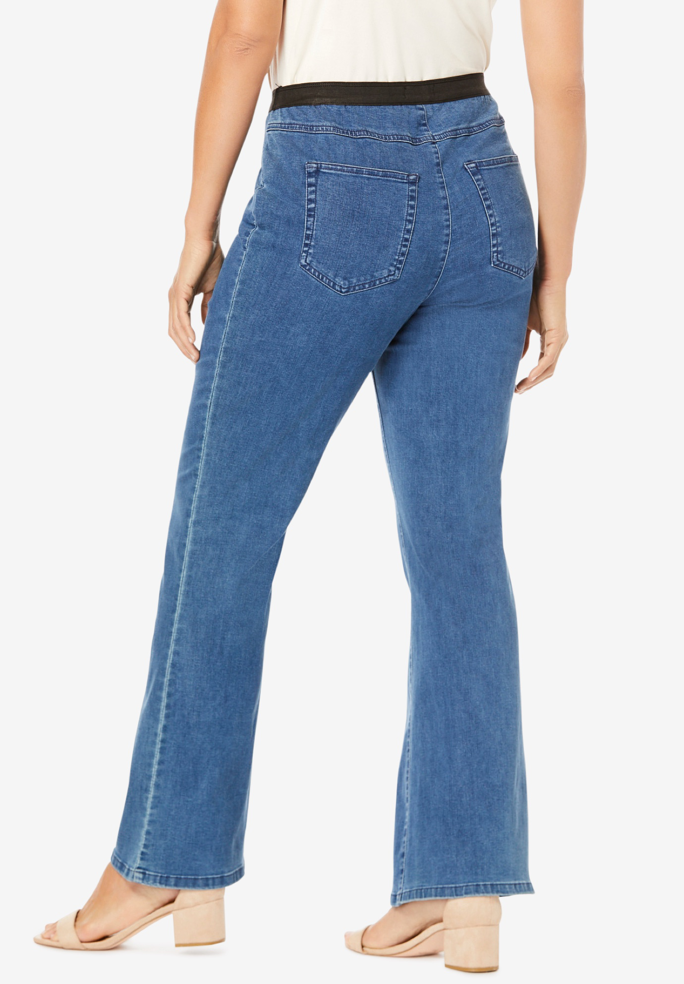 Jessica London Women's Plus Size Bootcut Stretch Jeans Elastic Waist - 16, Indigo Blue - image 3 of 6
