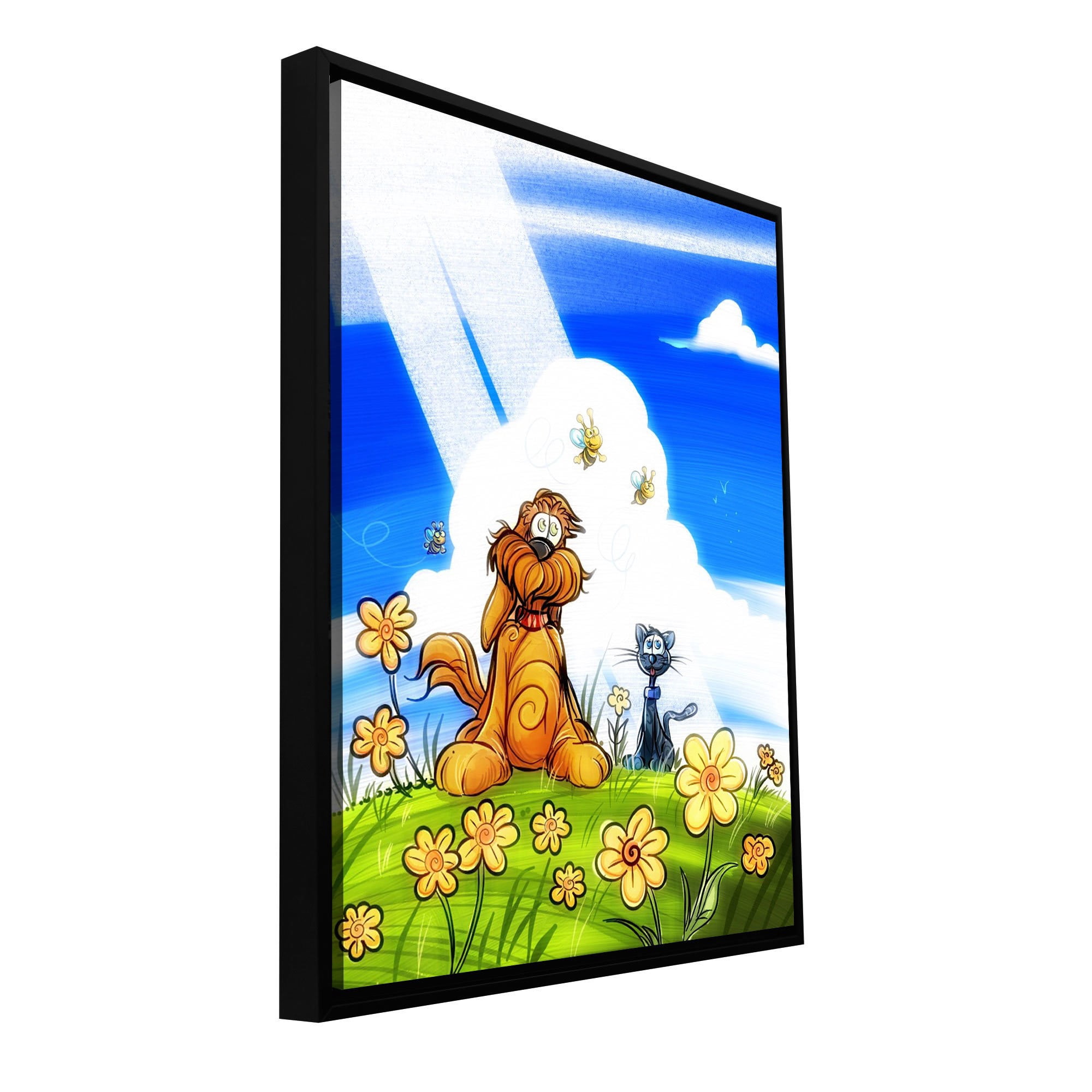 Luis Peres "Cat And Dog" Floater-Framed Gallery-Wrapped Canvas