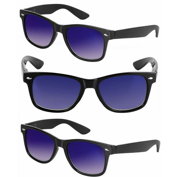 3 Pair of Unisex Reading Sunglasses - Full Frame Sun Readers (non bifocal) - Blue/Blue - 1.25