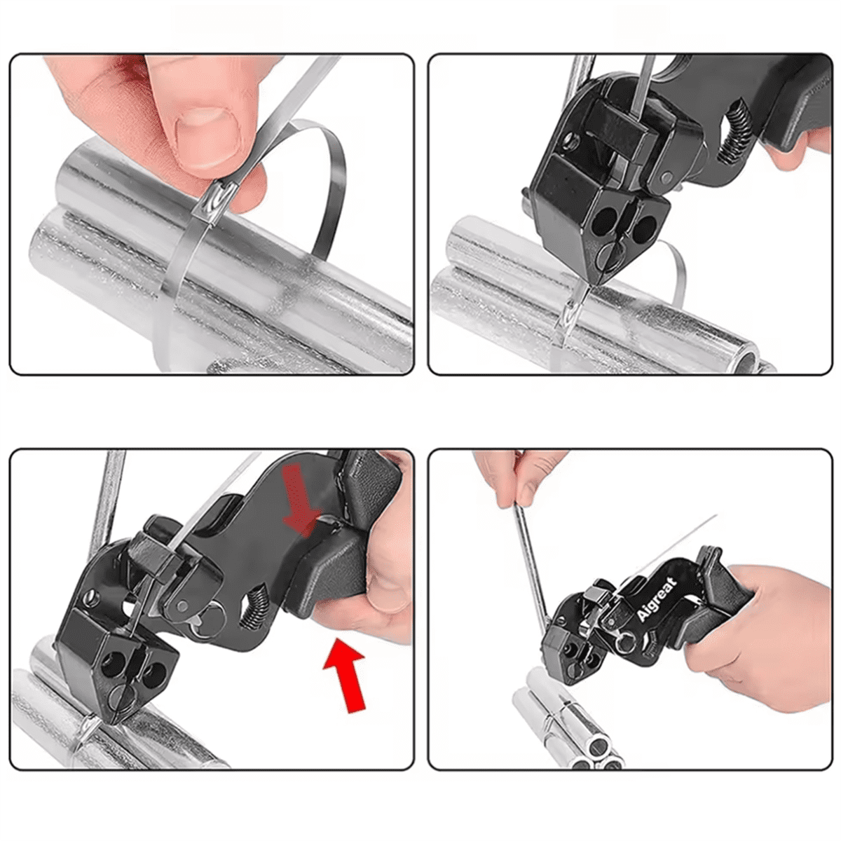 Self-Locking Tie Pliers Stainless Steel Tie Tools Manual Multi-Purpose Locking Cable Metal Tie Cable Bundle Tool,1 * Stainless steel cable tie pliers