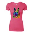 thumbnail image 2 of Colorful Happy German Shepherd Dog Animal Lover Womens Slim Fit Junior Tee, Hot Pink, Small, 2 of 3