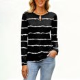 thumbnail image 4 of Women's Casual Round Neck Pullover Long Sleeve T-Shirt Top with Stylish Striped Print Pattern, Trendy and Soft Basic Tee for Casual Outfits and Lounge Wear,Black,L, 4 of 5
