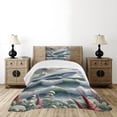 thumbnail image 4 of Ambesonne Nautical Quilted Bedspread Set 2 Pcs, Whale Mountains and Boat, Twin Size, Sea Green Blue and Ruby, 4 of 5