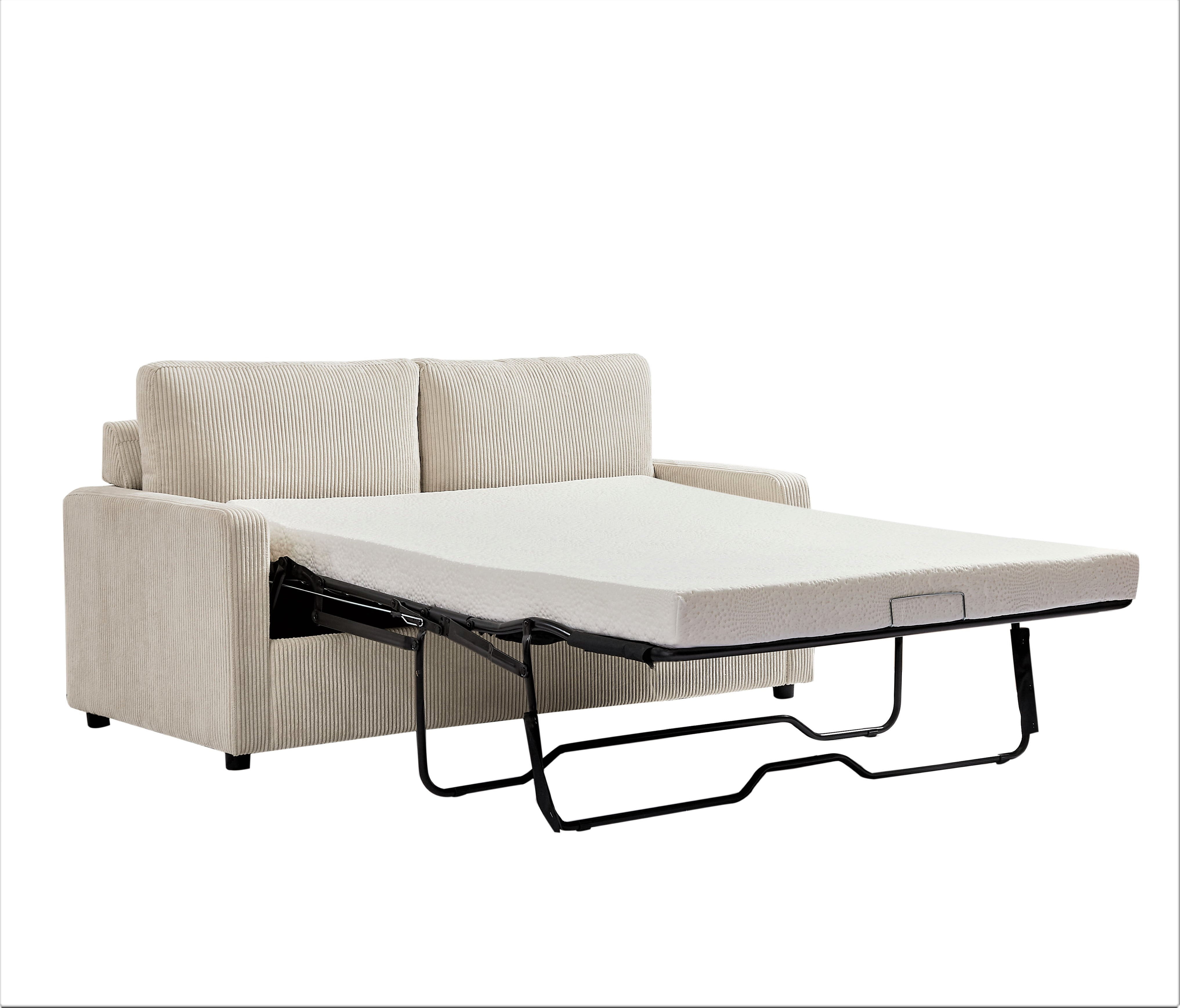 US Pride Furniture Manchester Corduroy 70" Square Arms Sofa Bed, Ivory