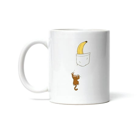 

Monkey Climbing for Bananas Design Perfect Gift for Animal Lovers 11oz 15oz White Coffee Mug