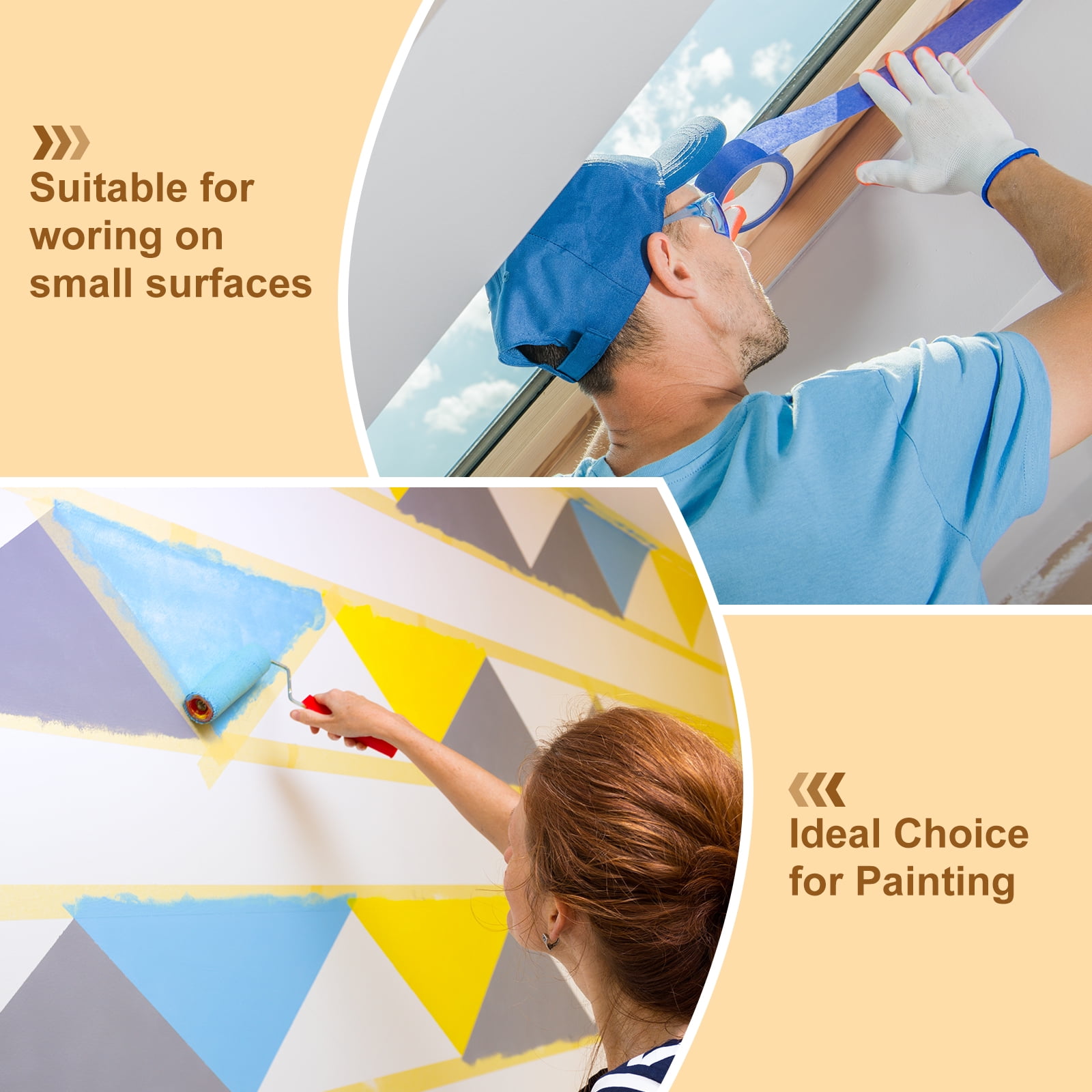 Masking Tape White Painters Tape Paper Tape [for Crafts DIY Walls Painting Decoration]- 0.7 Inch x 60 Yards/12 Rolls