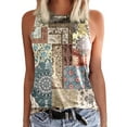 thumbnail image 2 of Yellow Womens Undershirts, Sleeveless Undershirt for Women, Polyester Women Undershirt, Womens Crewneck Sleeveless Print Tank Tops Summer Casual Loose Fit Basic T Shirts Beach Blouse, 2 of 4