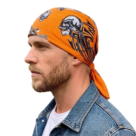 ZELVINN Multifunctional Cotton Skull Cap Bandana Head Scarf for Biking Hiking Hiphop DancingSkull Print Headwrap Fo
