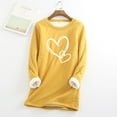 thumbnail image 3 of Fanxing Fleece Lined Thermal Shirts for Women Cute Heart Long Sleeve Thermal Underwear Tops Crewneck Soft Base Layer Cold Weather Ultra Soft Sherpa Blouse Yellow,M, 3 of 4
