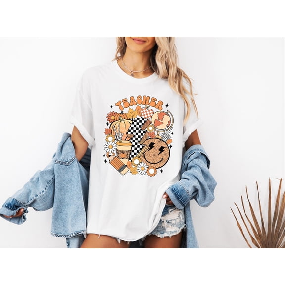Groovy Teacher Fall Shirt, Fall Basics Teacher T-shirt, Pumpkin Spice Tee, Pumpkin Season Sweater, Fall Vibe Teacher Shirt, Fall Season All Size S-5Xl