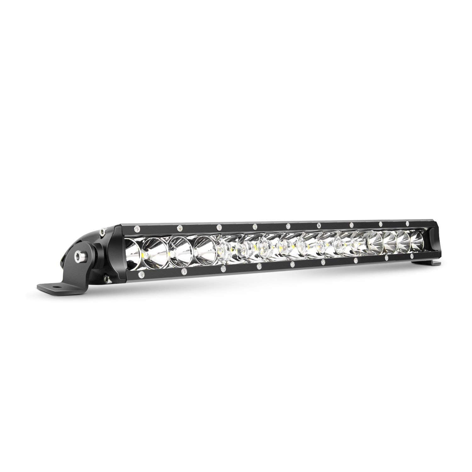 Nilight 17 Inch 80w LED Work Light Single Row Spot Flood Combo LED Light Bar Driving Lights Offroad Lighting - 2 Style Mounting Brackets,2 years Warranty