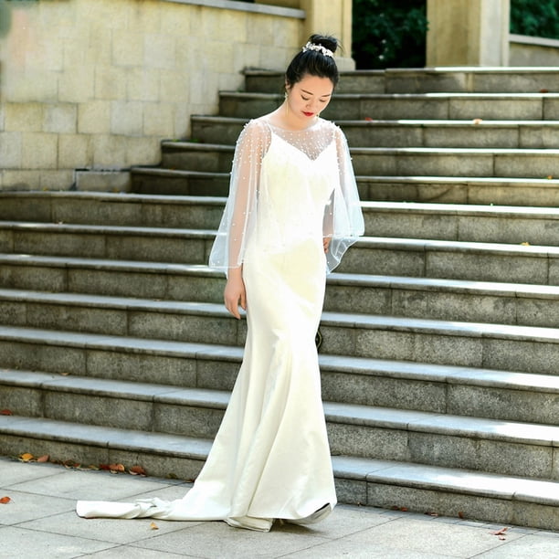 SIEYIO Wedding Lace Bolero Cape Women Pearl Beads Cape Shrugs Wedding Dress  for Jacket Shawl Accessories for Bride Bridesmaid - Walmart Business  Supplies
