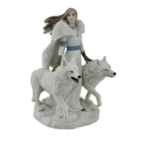 Unicorn Studios WU76701AA Winter Guardians by Anne Stokes Snow Wolves & Mistress Statue
