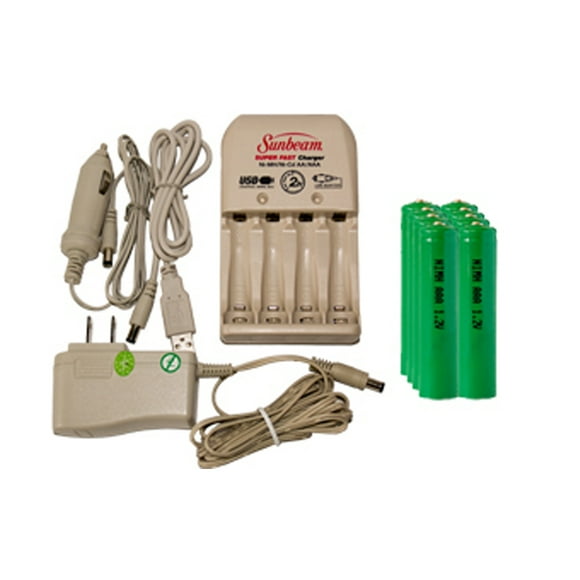 Sunbeam AA / AAA Battery Charger + 8 AAA NiMH Batteries (1200 mAh)