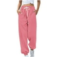 thumbnail image 2 of Womens Relax Fit Sweatpants Training Dancing Pants Drawstring Waist Bound Feet Wide Leg Pants Athletic Sports Trouser, 2 of 6