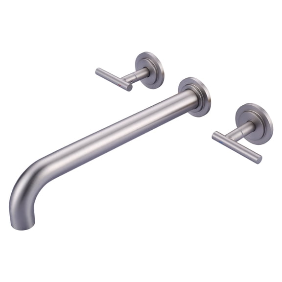 Wowow Wall Mount Tub Filler: Brushed Nickel Tub Faucet High Flow Two Handles Solid Brass, Long Spout Reach,Tub Faucet Bathroom Bathtub Faucets with 2 Handles with Brass Rough in Valve Included