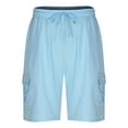 thumbnail image 2 of Besolor Mens Cargo Casual Shorts Lightweight Drawstring Elastic Waistband Beach Vacation Lounge Shorts with Pockets, 2 of 4