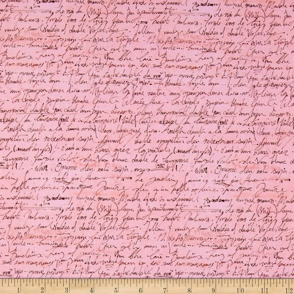 Quilting Treasures Sweet Caroline Calligraphy Pink 100% Cotton Fabric sold by the yard