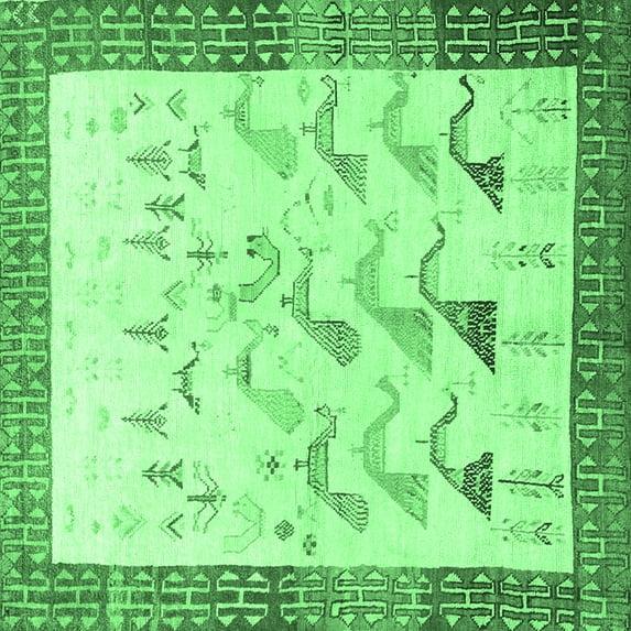 Ahgly Company Indoor Square Persian Emerald Green Traditional Area Rugs, 8' Square