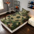 thumbnail image 2 of Manfei Cartoon Sports Twin Fitted Sheet, Camo Soccer Bedding, Camo Green Beige Brown 2 Pieces, 1 Fitted Sheet and 1 Pillowcase, 2 of 6