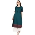 thumbnail image 5 of Phagun Solid A-Line Kurtis For Women Poly Crepe Short Sleeve Buttoned Long Ethic Kurta, 5 of 7