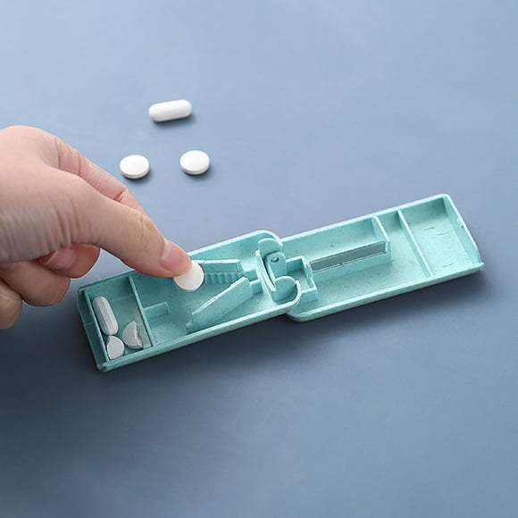 Pill Cutter and Splitter for Small Pills, Portable Tablet Cutter with V-Shaped Slot and Stainless Steel Blade, One-in-Two Medicine Divider for Travel and Home