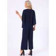 thumbnail image 4 of DARING DIVA Women's Pantsuits Wedding 2 Piece Sets Formal Chiffon Top S Dark Blue, 4 of 6