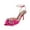 Fuchsia, variant on Women Crystal Mesh Bowknot Pointed Toe Ankle Strappy Sandals Stiletto High Heel Pumps Wedding Shoes Size 9 White