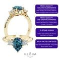 thumbnail image 4 of PEORA 14K Yellow Gold Pear Shape Created Alexandrite and Lab Grown Diamond 3 Stone Trellis Ring, 2 Carats total, Size 4.5, 4 of 5