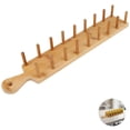 thumbnail image 2 of Wood Taco Holder Stand, 16 in Tortilla Crepe Rack with Handle, Multiple Posts Design, Space Saving, Reusable, Natural Wood Taco Serving Tray for Kitchen, Parties, Buffets, 2 of 8