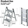 thumbnail image 6 of 3 Step Ladder,Aluminum Lightweight Folding 3 Step Stool with Anti-Slip Wide Pedal,330lbs Capacity Step Ladder for Household,Kitchen,Office - Silver, 6 of 16