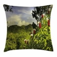thumbnail image 1 of Forest Throw Pillow Cushion Cover, Rural Scenery Costa Rica Countryside Greenery Tropic Accents Botanical, Decorative Square Accent Pillow Case, 20 X 20 Inches, Green Red Violet Blue, by Ambesonne, 1 of 2