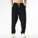 thumbnail image 4 of Pantalones de hombre ajustados, pantalones casuales para hombre, lino, harén, tendencia punk, venta regular, estilo coreano, estético, ropa de calle de licra, larga, 4 of 5