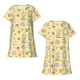 thumbnail image 3 of Bixox Frog Bee Pattern Women's Nightgown, Soft & Breathable Sleepwear, Round Neck Knee-Length Pajama Dress,Loungewear for Home & Sleep, 3 of 7