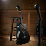 Ashthorpe 38-Inch Beginner Acoustic Guitar - Black, Complete Starter Kit with Gig Bag, Extra Strings, Strap, and Lessons