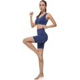 thumbnail image 4 of Pantalones cortos de cintura alta de 8 ''/5'' para mujer, pantalones cortos de yoga, pantalones cortos de entrenamiento con control de barriga, bolsillos laterales, pantalones para correr, azul XL JM, 4 of 5