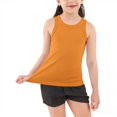 thumbnail image 4 of GiLiling Girls Ribbed Knit Crop Tank Top Crew Neck Sleeveless Dance Sports Shirt for Gym Yoga Everyday Wear (Orange, 13-14 Years), 4 of 4