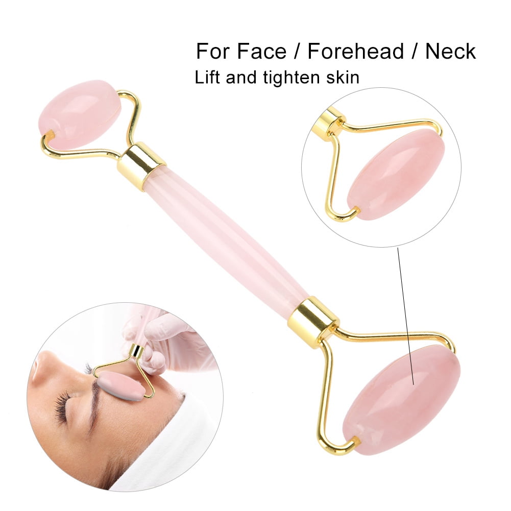 Sarapandan Jade Roller Natural Rose Crystal Double-end Face & Eye Massage Anti Aging Guasha Massager