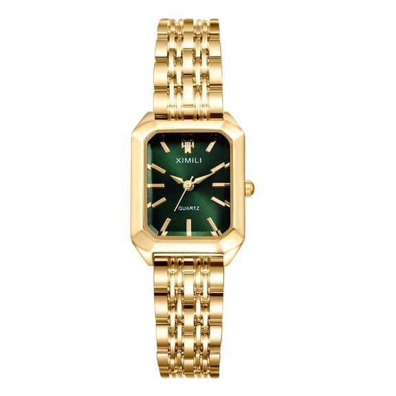 Avaner Square Watches for Women, Gold Stainless Steel Bracelet Ladies Small Face Watches, Dainty Waterproof Women's Wrist Watches