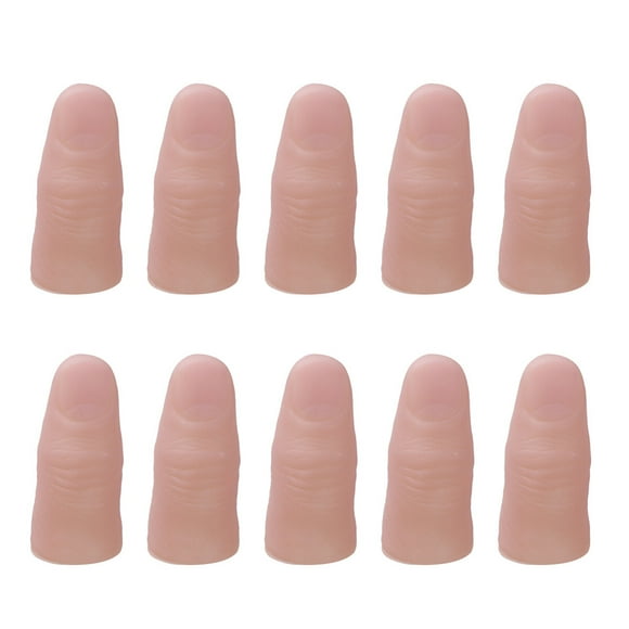 10 Pcs Trick Fingers Fake Fingers with Nail Thumb Tips Stage Show Prop Prank Toy (S)