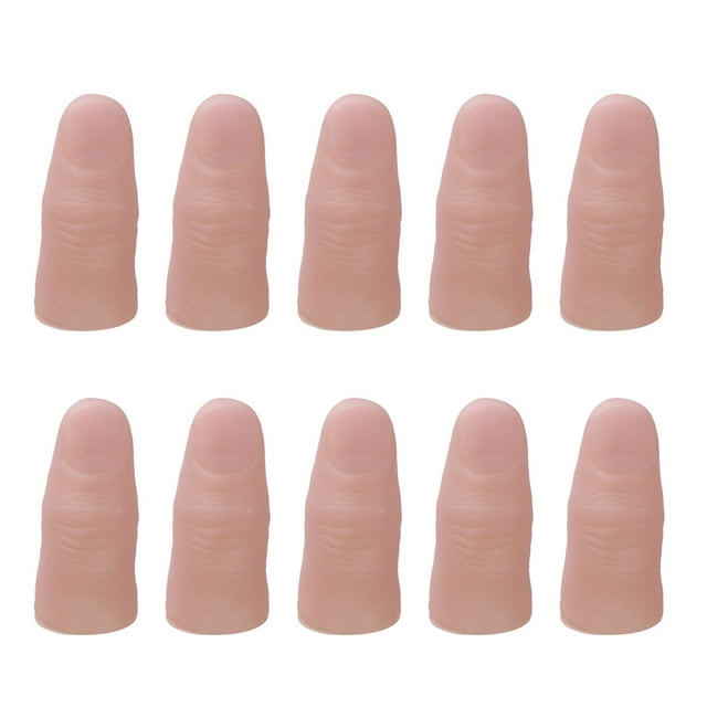 10 Pcs Faux Doigts avec Embouts de Pouce pour Ongles, Accessoire de Spectacle de Scène, Jouet de Farce (S)