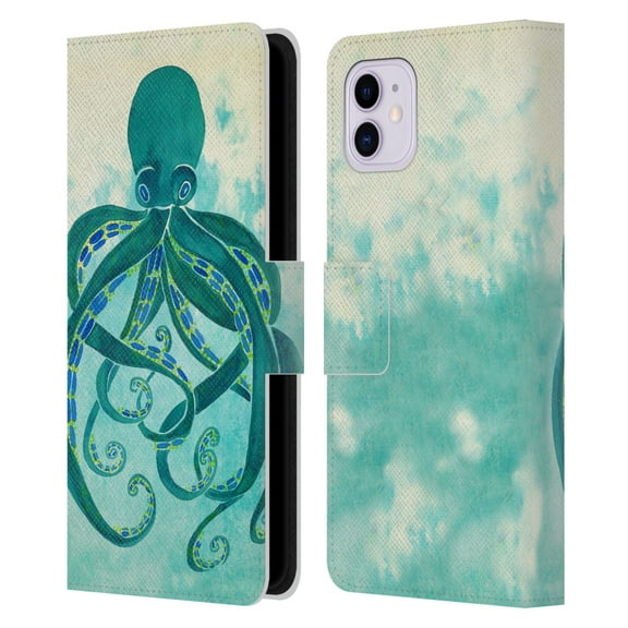 Head Case Designs Officially Licensed Cat Coquillette Sea Octopus Leather Book Wallet Case Cover Compatible with Apple iPhone 11
